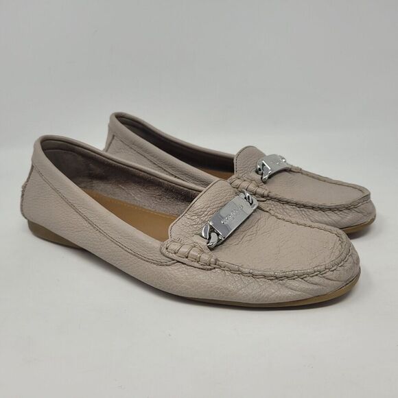 Coach Shoes - Coach Shoes Women 8 Saddle Tan Leather Olive Pebble Driving Loafers Flats A7751